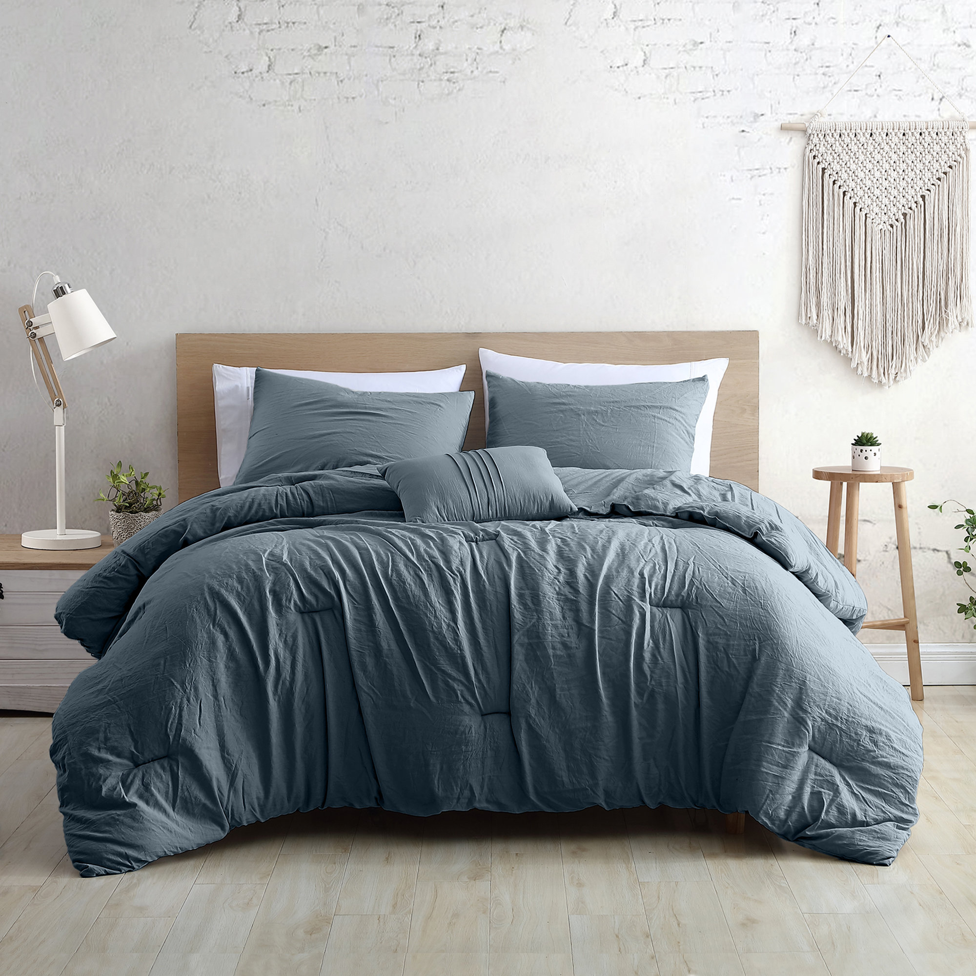 Modern Threads 4 Piece Garment Washed Comforter Set Beck Grey Queen